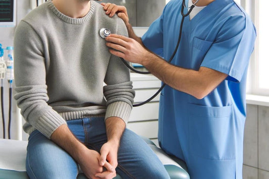 Médecin contrôlant un patient atteint de mucoviscidose