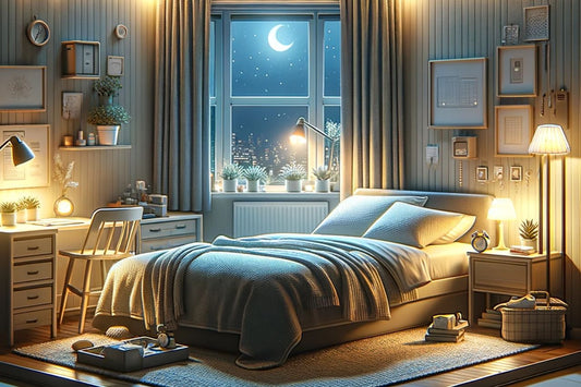 Chambre à coucher d'une personne la nuit