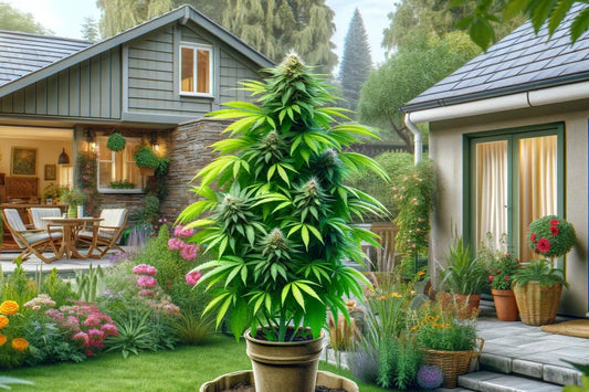 Plante de cannabis dans un jardin