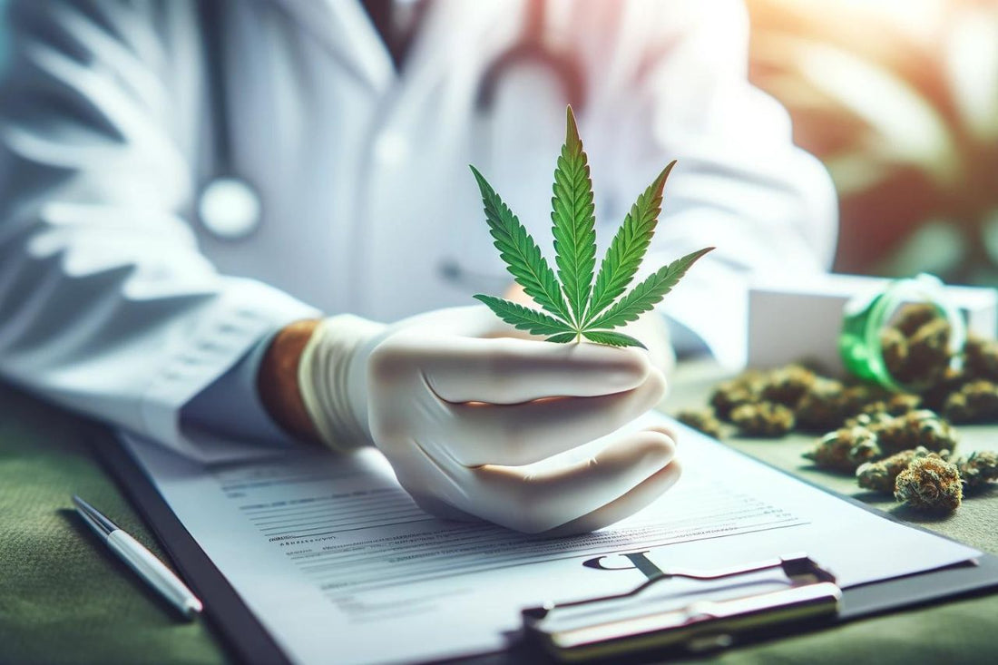 Médecin tenant une feuille de cannabis