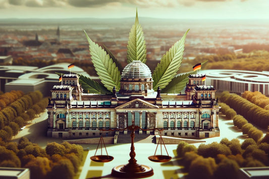 Bâtiment allemand avec feuille de cannabis