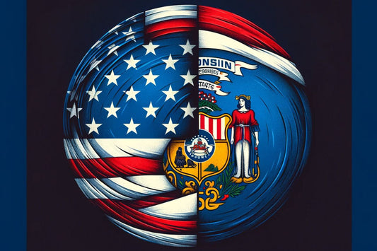  Drapeau des États-Unis et drapeau du Wisconsin