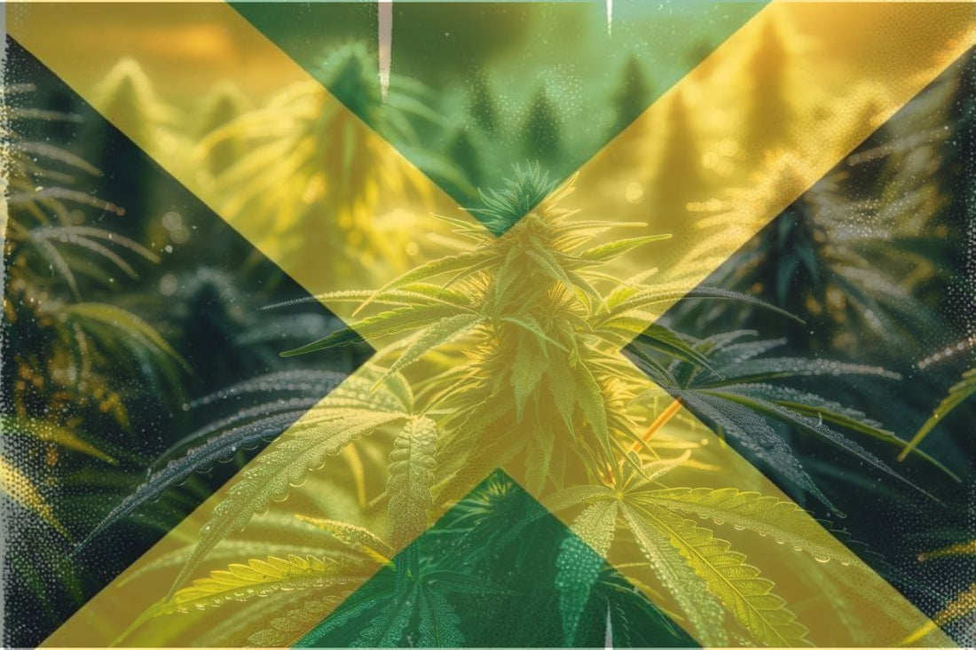 Cannabis et drapeau jamaïcain