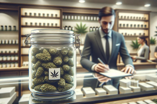Un pot de cannabis dans un dispensaire