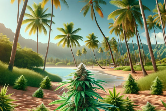 Plante de cannabis sur une plage