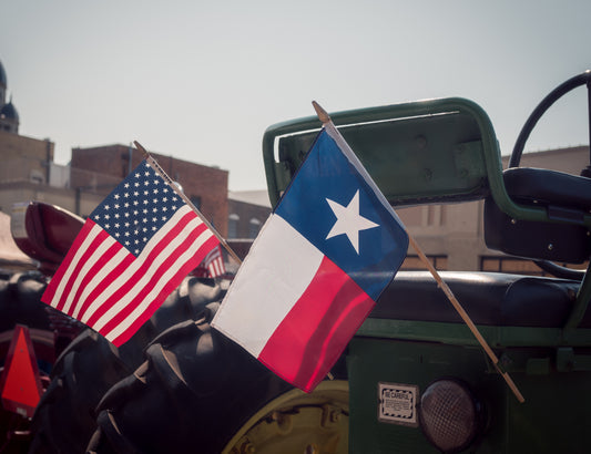 Drapeau américain et drapeau du Texas