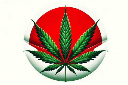 Feuille de cannabis dans un cercle rouge