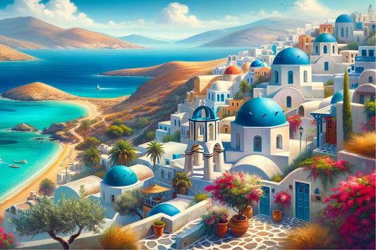 Une peinture de paysage en Grèce