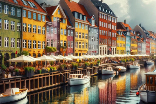 Canal coloré d'une ville danoise