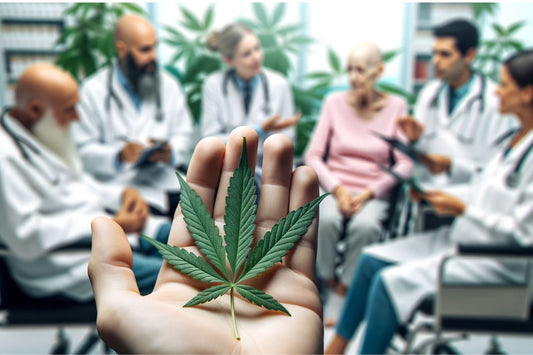 Cannabis en main devant les médecins et les patients