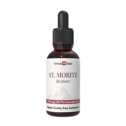 Flacon de St. Moritz aux couleurs de Formula Swiss sur fond blanc