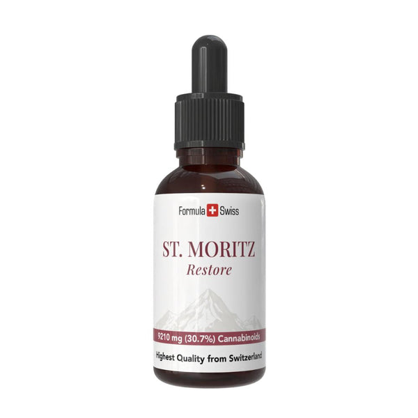 Flacon de St. Moritz aux couleurs de Formula Swiss sur fond blanc