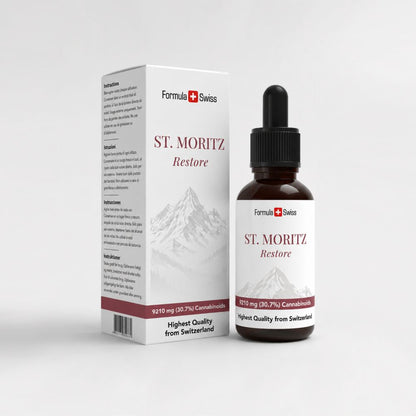 Flacon et emballage St. Moritz Restore sur fond blanc