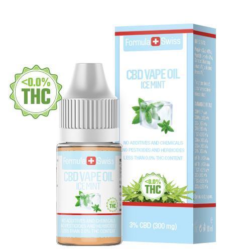 Huile à vapoter au CBD Formula Swiss – Menthe glacée, 3 % de CBD (300 mg), flacon de 10 ml